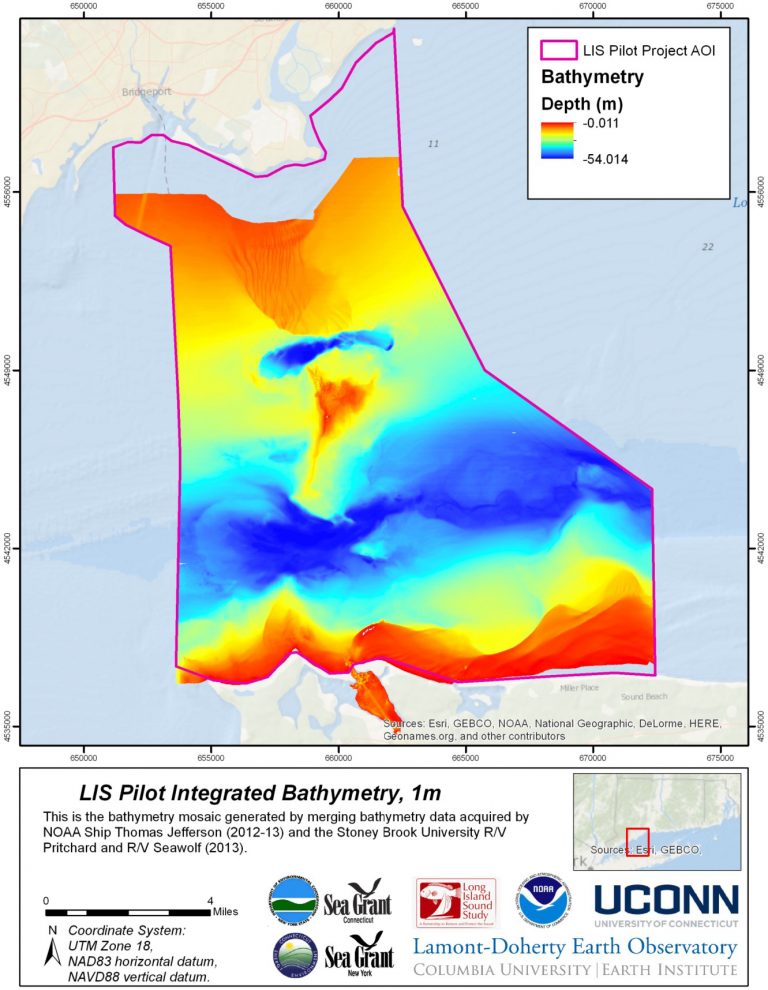 Map of the bathymetry of the Phase I area derived from acoustic mapping