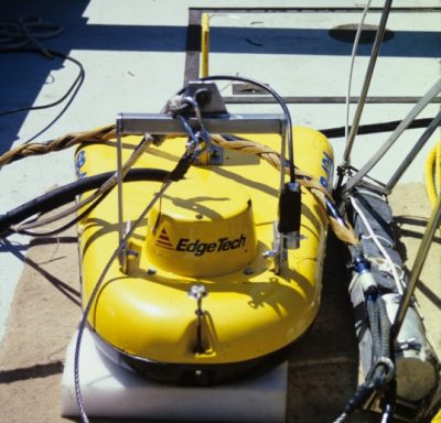 The Lamont Doherty Earth Observatory team's Chirp sub-bottom profiler used to collect detailed information on the sedimentary environments of the Sound.