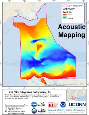 Map of the bathymetry (water depth) in the Phase I area