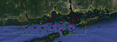 Map of the sample locations identified by the LISMaRC team, the red dots are 2017 SEABOSS sites, the green dots are 2018 SEABOSS sites and the flags are K2 ROV sites